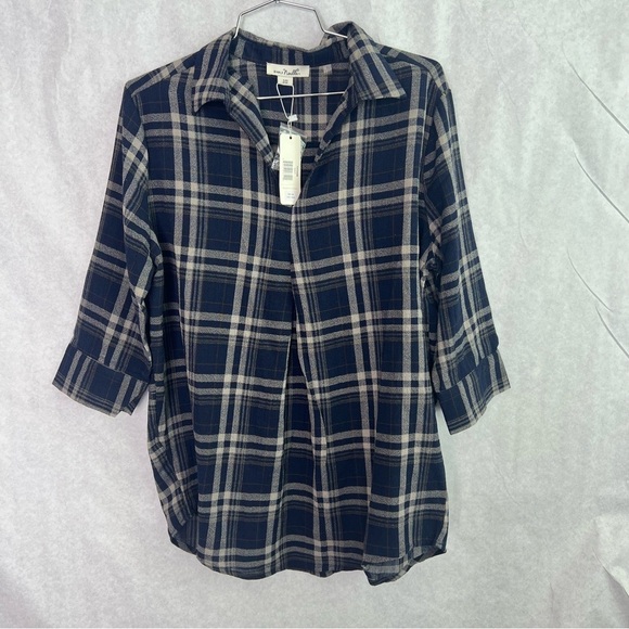 Simply Noelle Plaid Pullover Blue Shirt Small Medium 8-10 - Picture 1 of 7